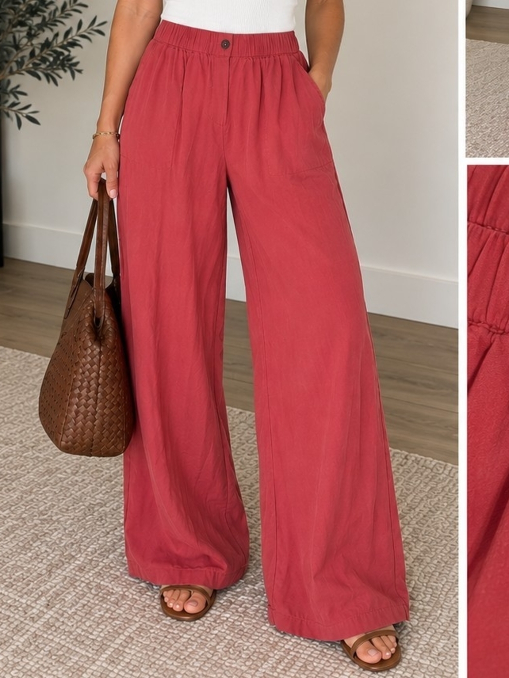 Molly Bracken Wide Leg Casual Pants in Rose Pink